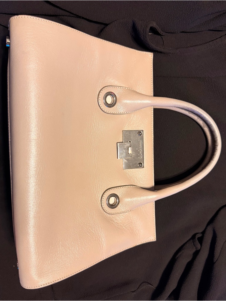 Authentic Jimmy Choo Taupe Leather Riley Handbag